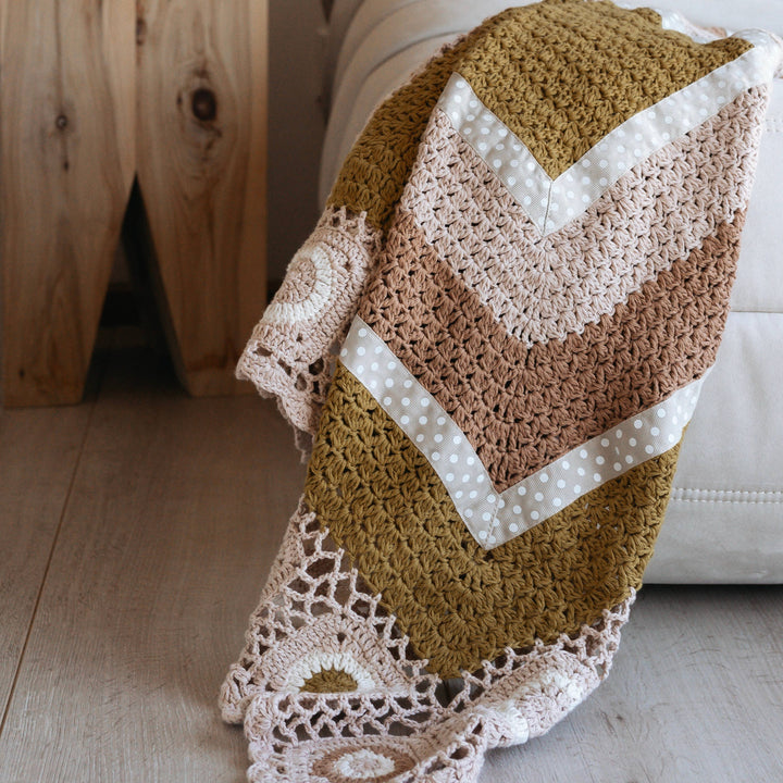 Chocolate Caramel Hand Crochet Blanket