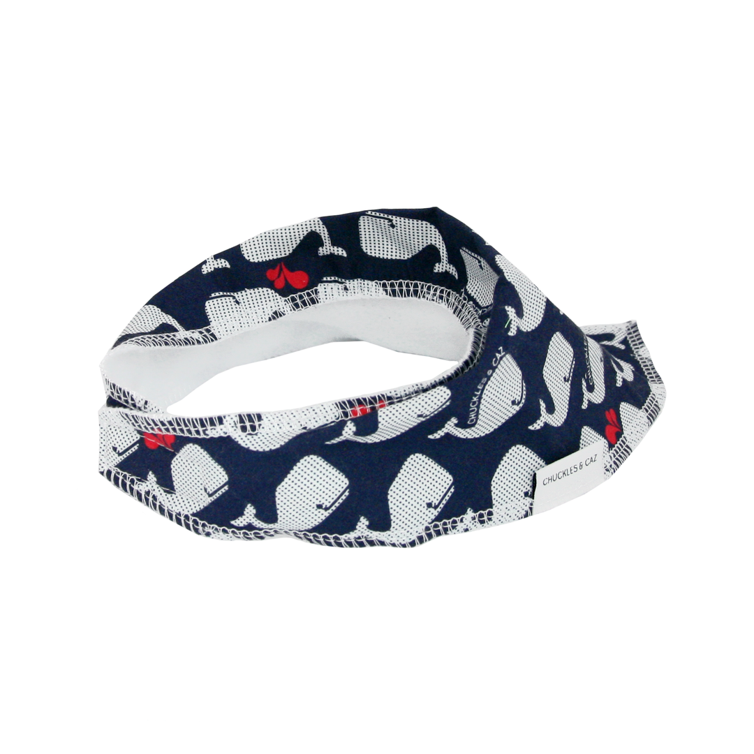 Navy & White Whales Dribble Bib