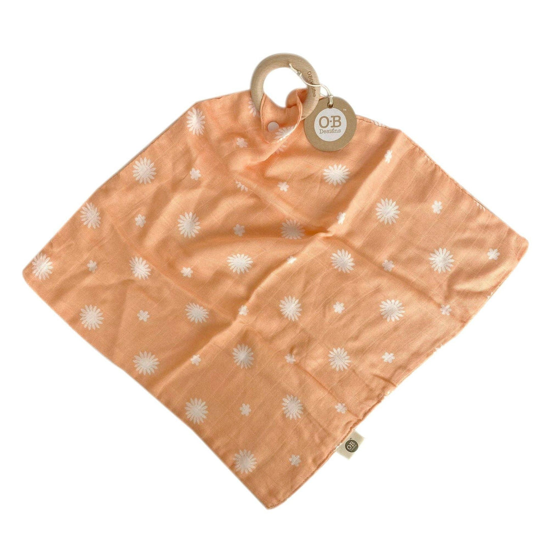 Muslin Security Blanket | Peach Daisy Print