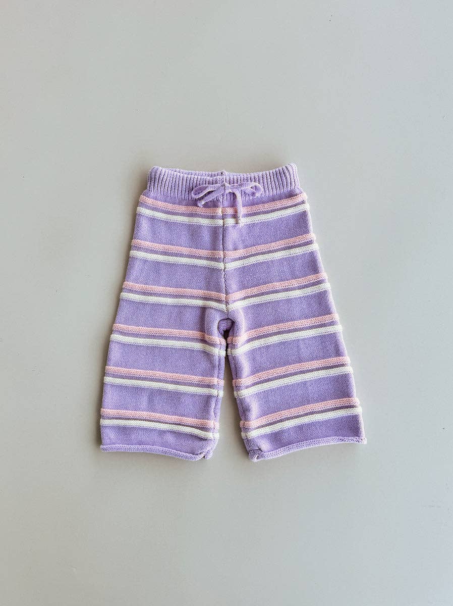 Raised Stripe Baby 2 piece Knit SET - Aster/Sweetpea/Snow