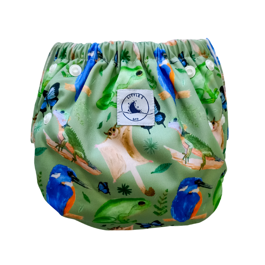 REUSABLE SWIM NAPPY & MINI WET BAG COMBO - FOREST