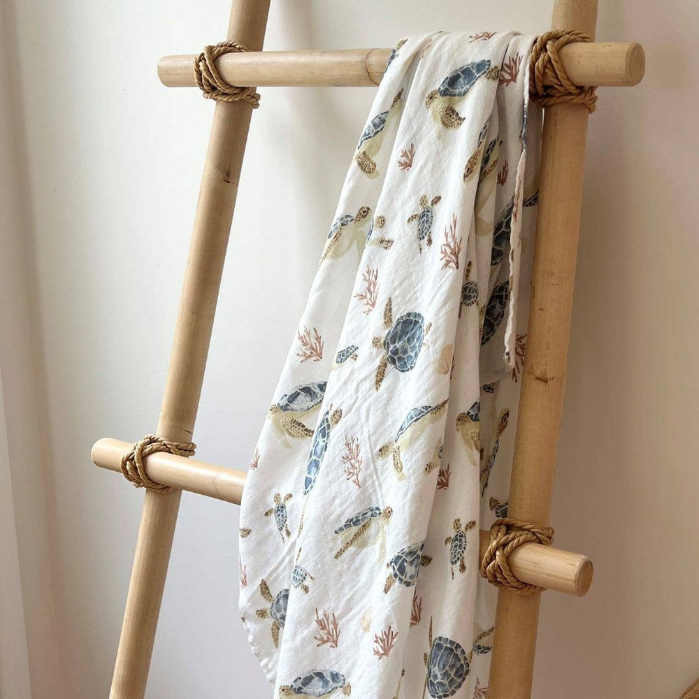 TURTLES | Bamboo Cotton Muslin Swaddle