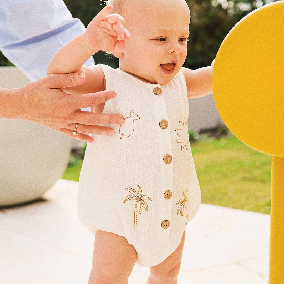 Sleeveless Woven Shortall - Coconut
