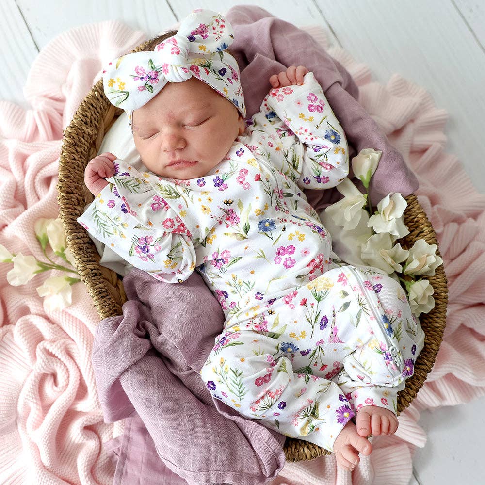 Gracie Organic Snugglesuit Convertible Romper with Frill