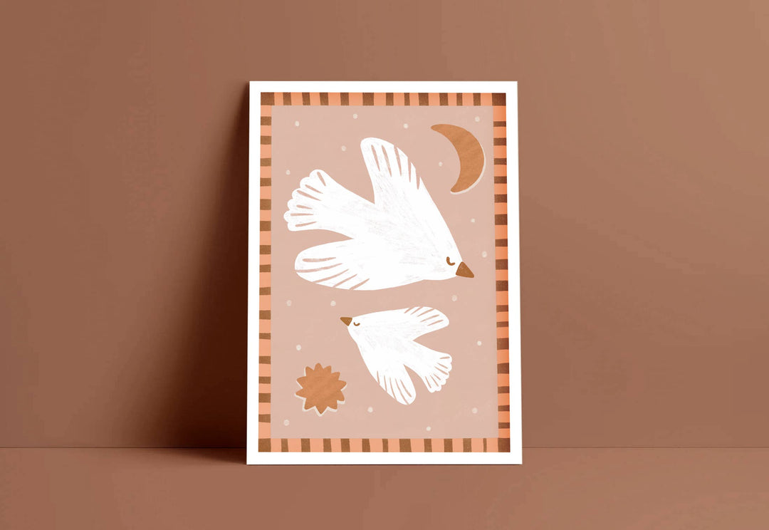 Flying High Bird Print - Modern Wall Art Nursery Poster