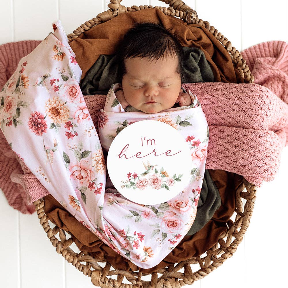 Birds & Blooms Organic Jersey Wrap & Topknot Set