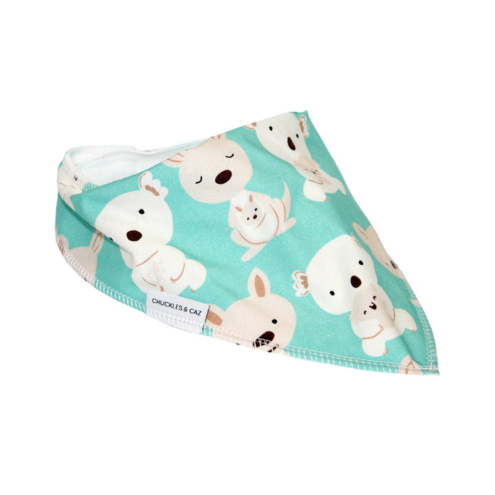 Aqua Koala & Kangaroo Dribble Bib