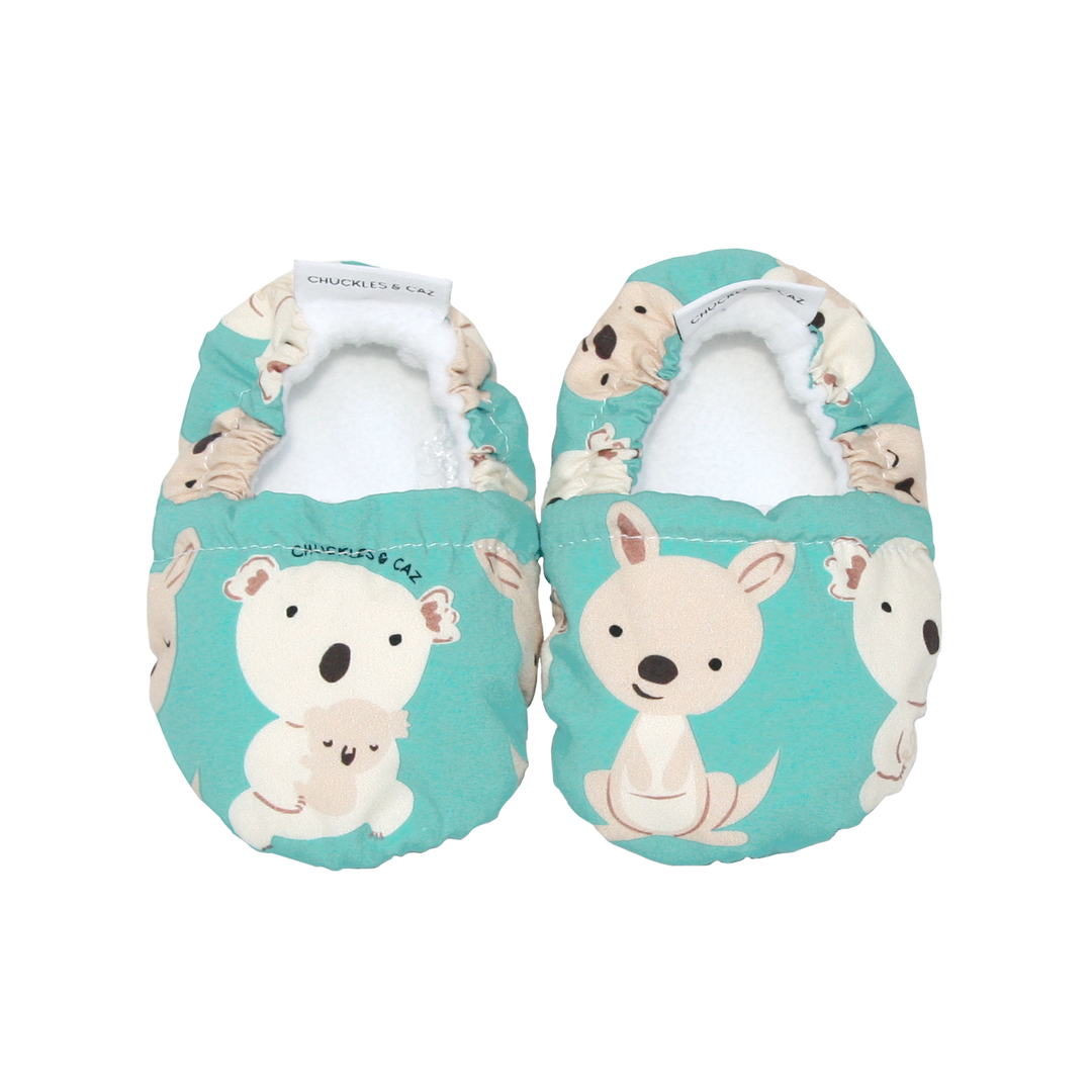 Aqua Koala & Kangaroo Baby Booties