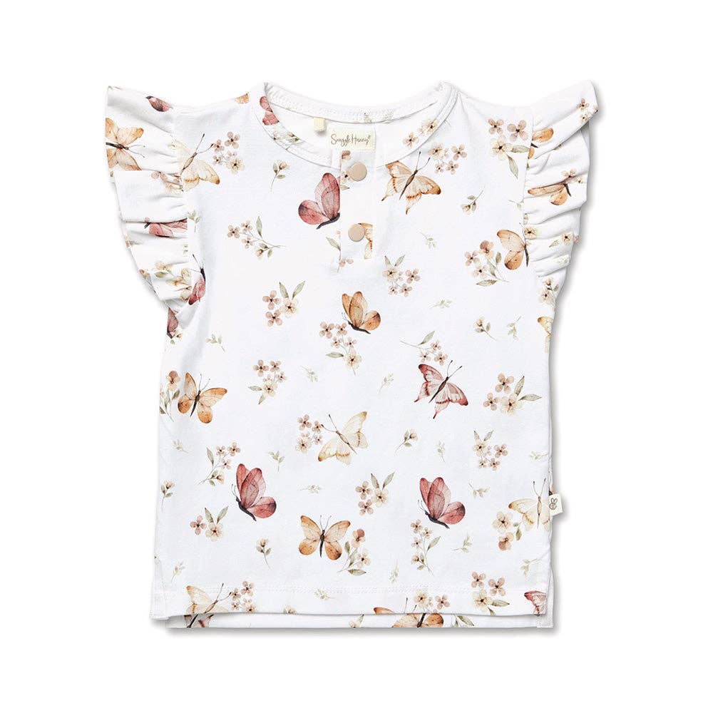Butterfly Organic Short Sleeve Top with Frill