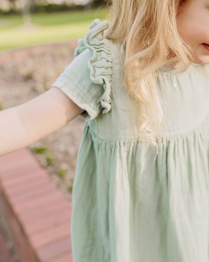 Muslin Charlotte Dress Short Sleeve - Matcha