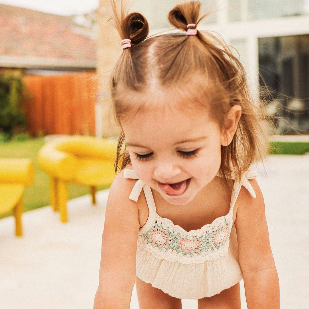 Crochet Woven Sleeveless Romper - Coconut