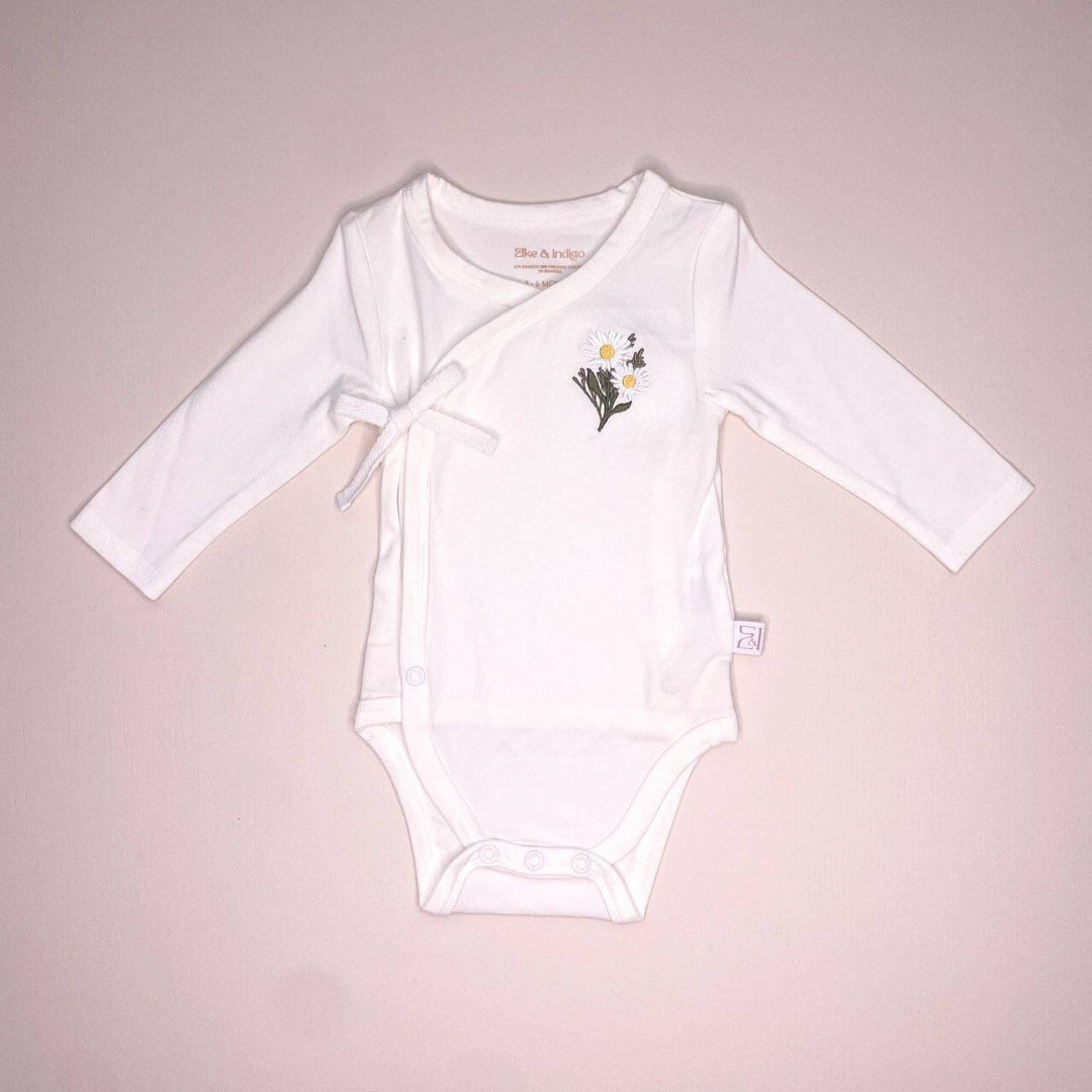 Bamboo/Organic Cotton Freya Long Sleeve Bodysuit - White