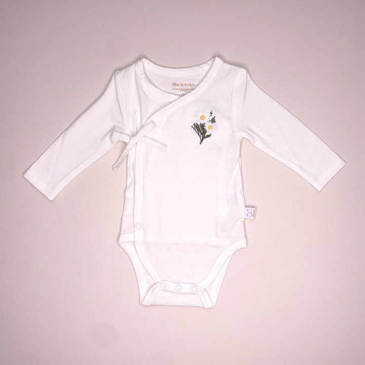 Bamboo/Organic Cotton Freya Long Sleeve Bodysuit - White