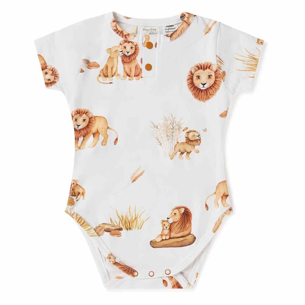 Lion Short Sleeve Organic Bodysuit