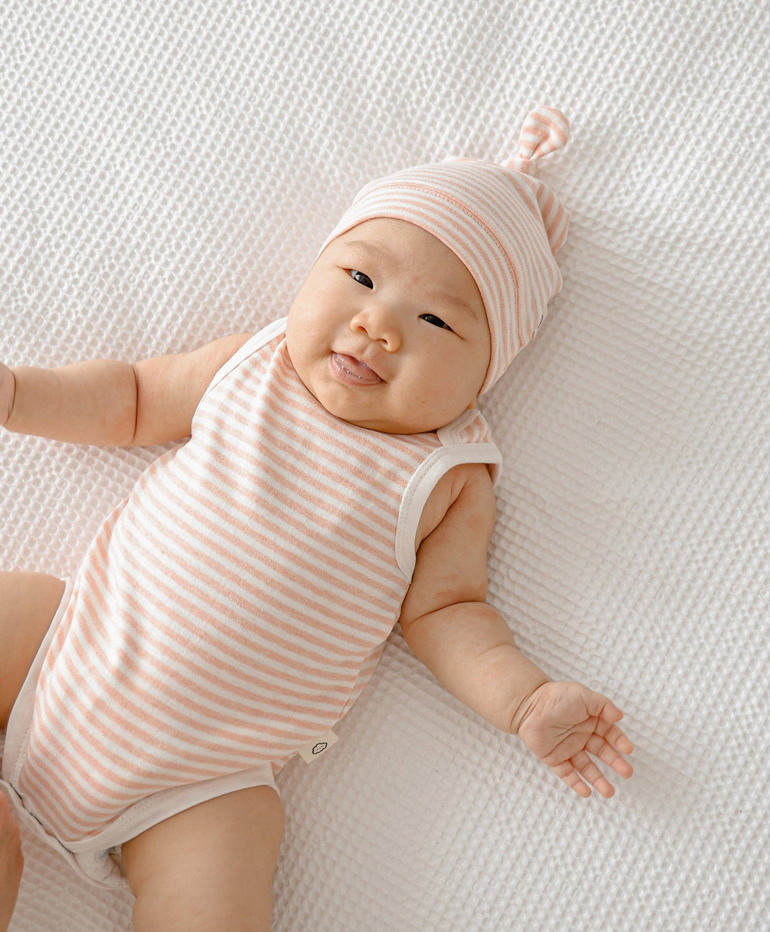 Comfy Singlet Bodysuit - Heather Pink stripes