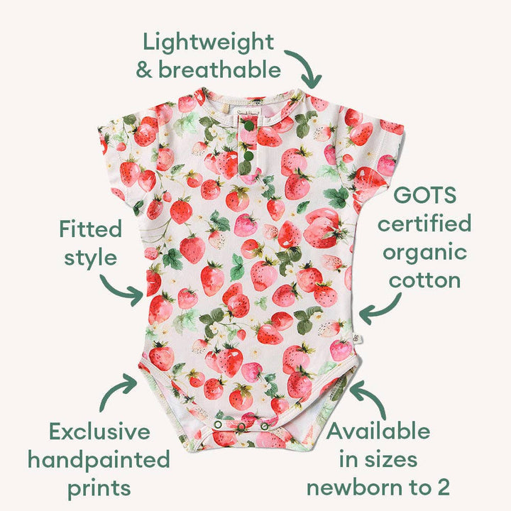 Strawberry Short Sleeve Organic Bodysuit