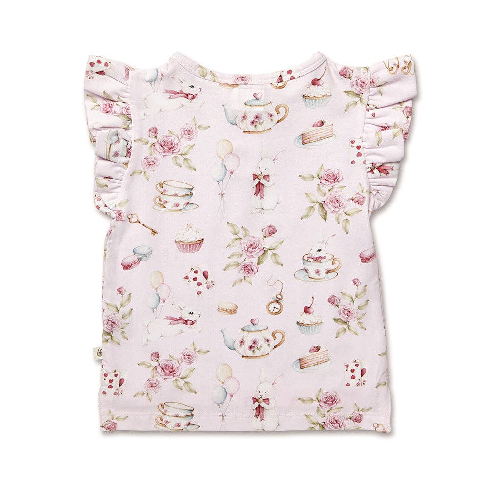 Alice's Tea Party Organic Short Sleeve Top with Frill