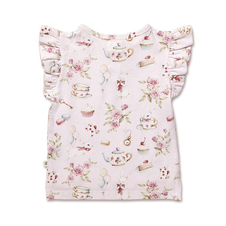 Alice's Tea Party Organic Short Sleeve Top with Frill