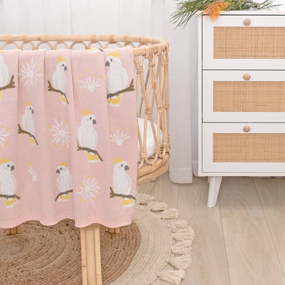 Australiana Baby Blanket - Cockatoo/Blush