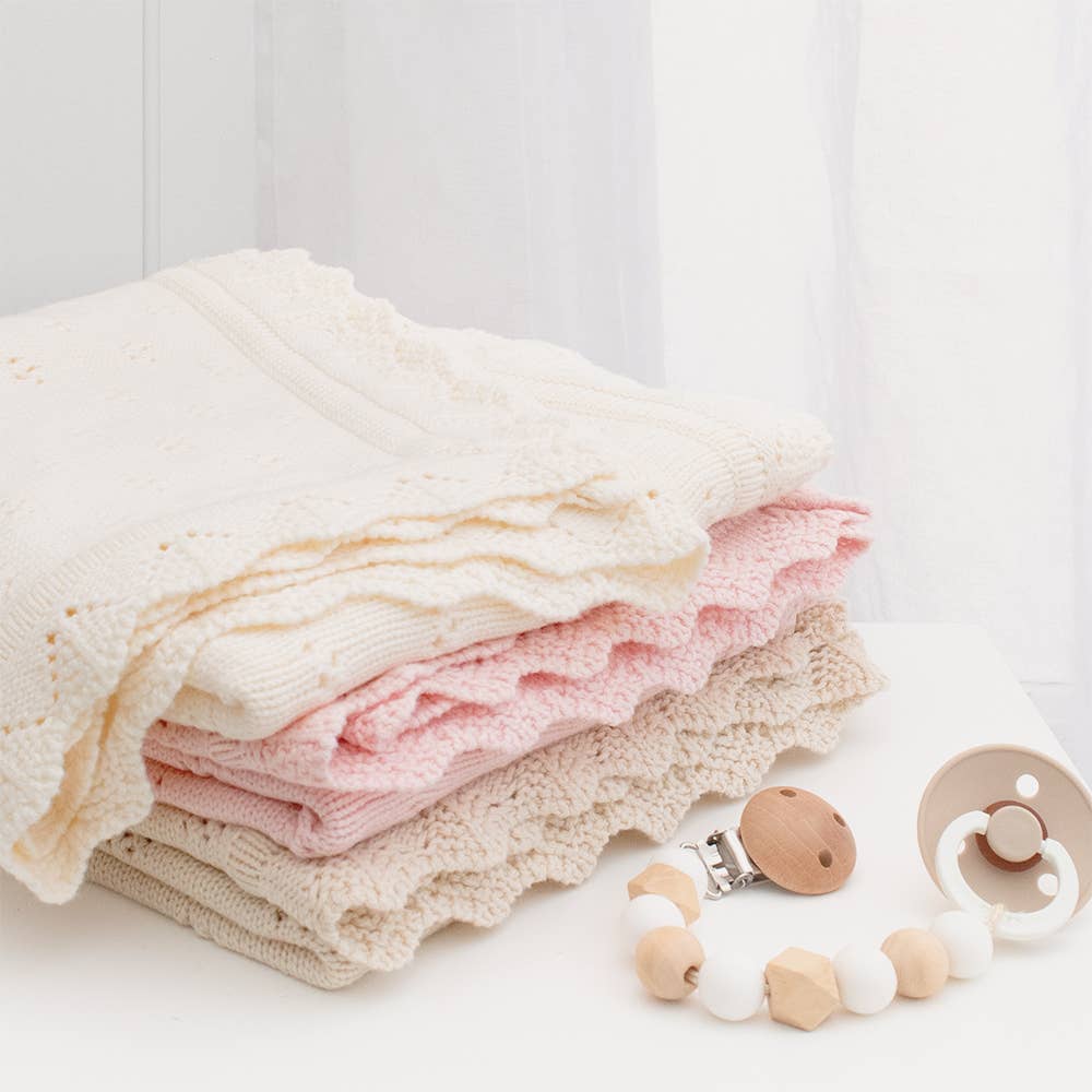 Bamboo/Cotton Heirloom Baby Blanket - Blush