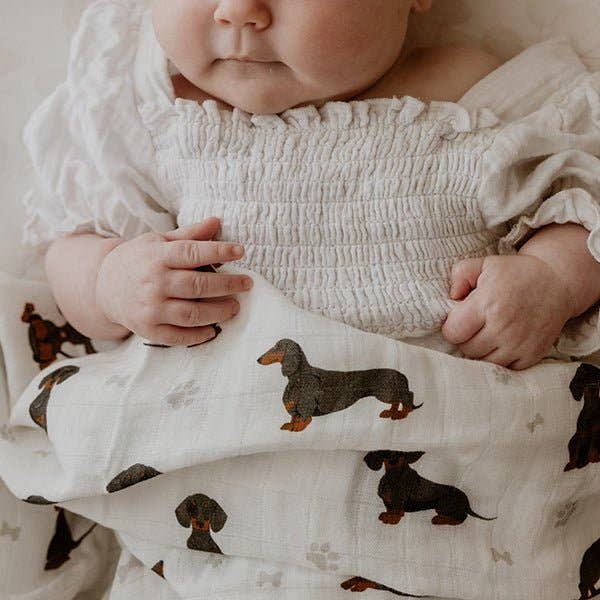 DACHSHUND | Bamboo Cotton Muslin Swaddle
