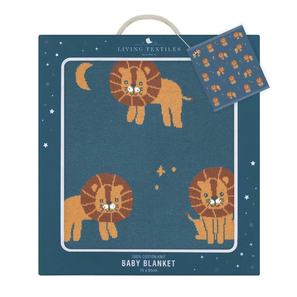 100% Cotton Knit Baby Blanket - Lion