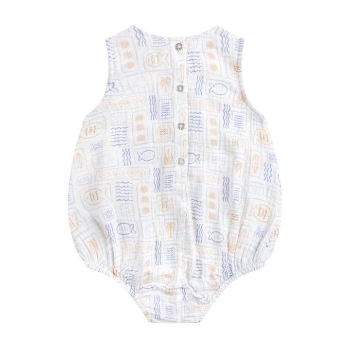 Sleeveless Woven Printed Romper - Salty Shores