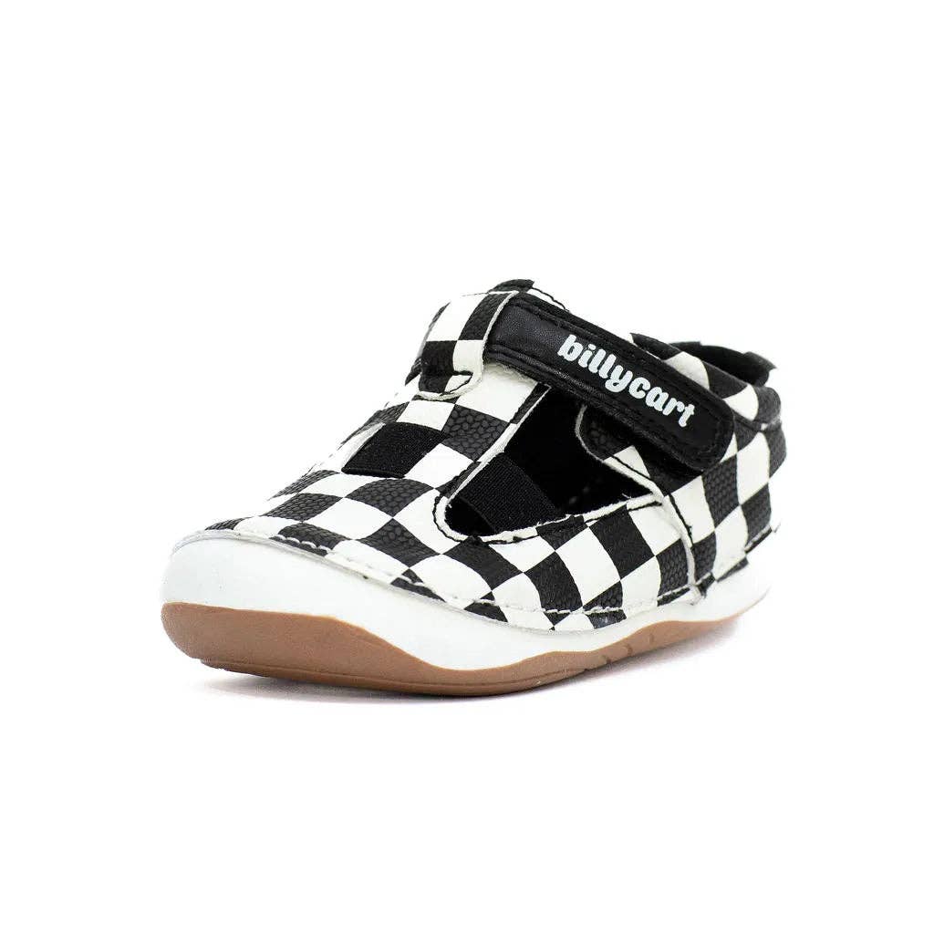 *NEW STYLE* RACER black and white checkered baby and toddler unisex sandals