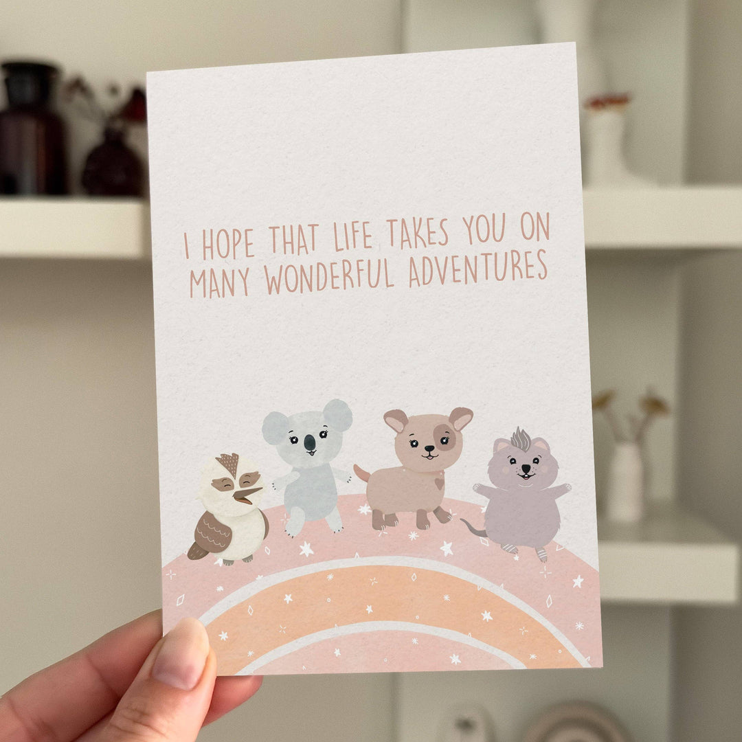 Many Wonderful Adventures- Cute Australian Baby shower card