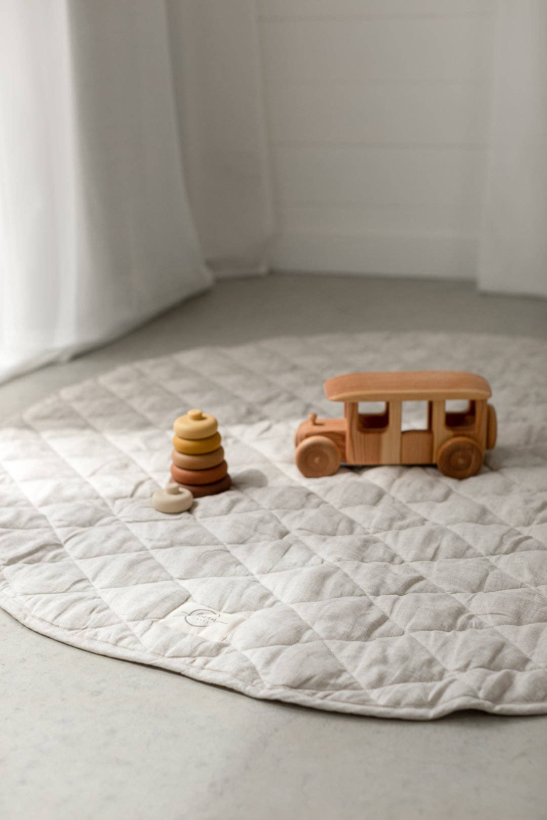 Oatmeal & Gingham - French Linen Baby Play Mat