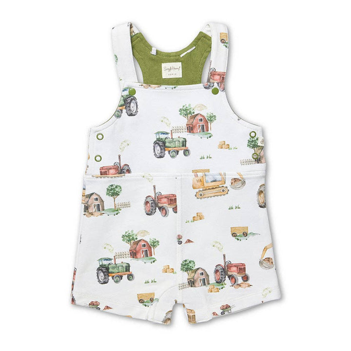 Diggers & Tractors Organic Snuggle Overall Shorts