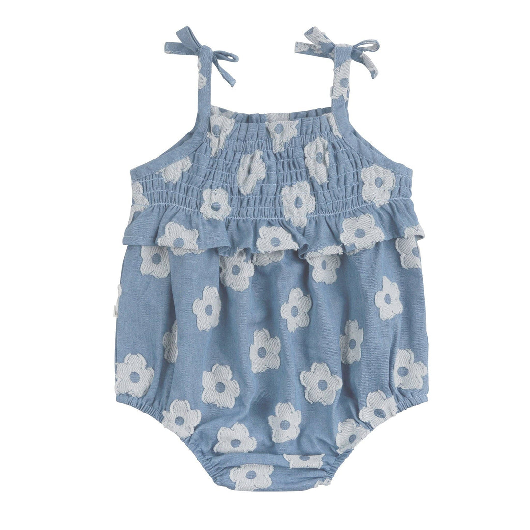 Shirred Woven Romper - Chambray