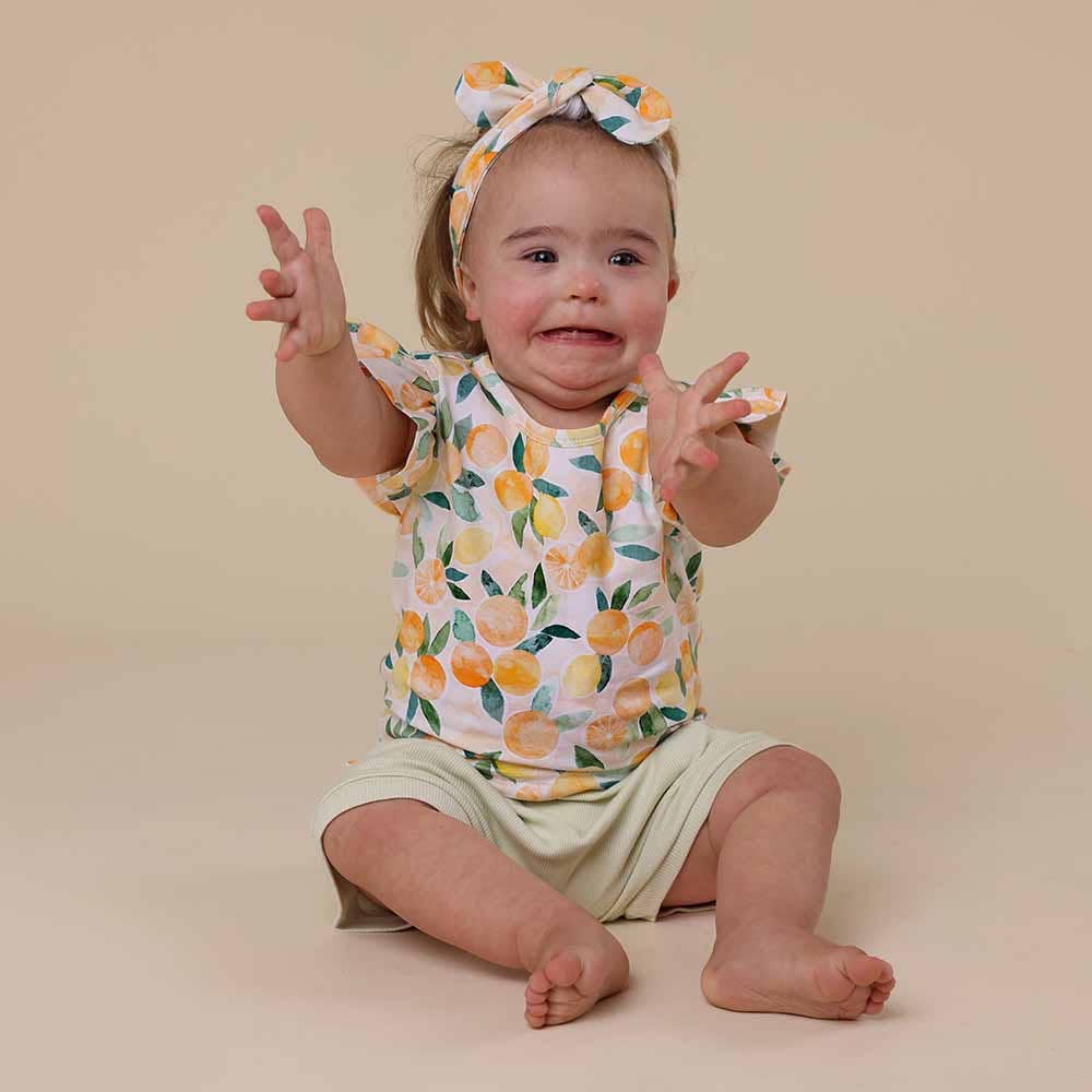 Sunny Citrus Organic T-Shirt with Frill