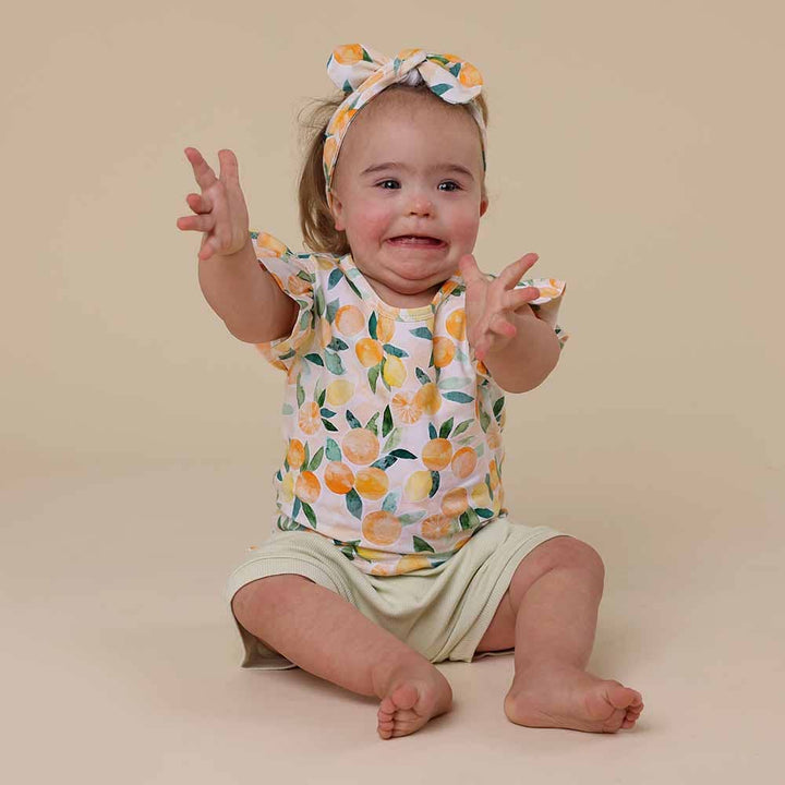 Sunny Citrus Organic T-Shirt with Frill