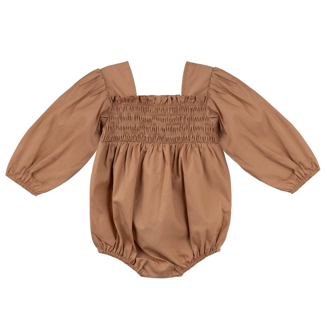 Lily L/S Puff Sleeve Romper - Caramel