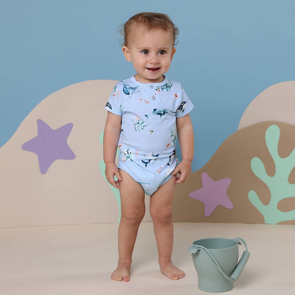 Blue Ocean Short Sleeve Organic Bodysuit