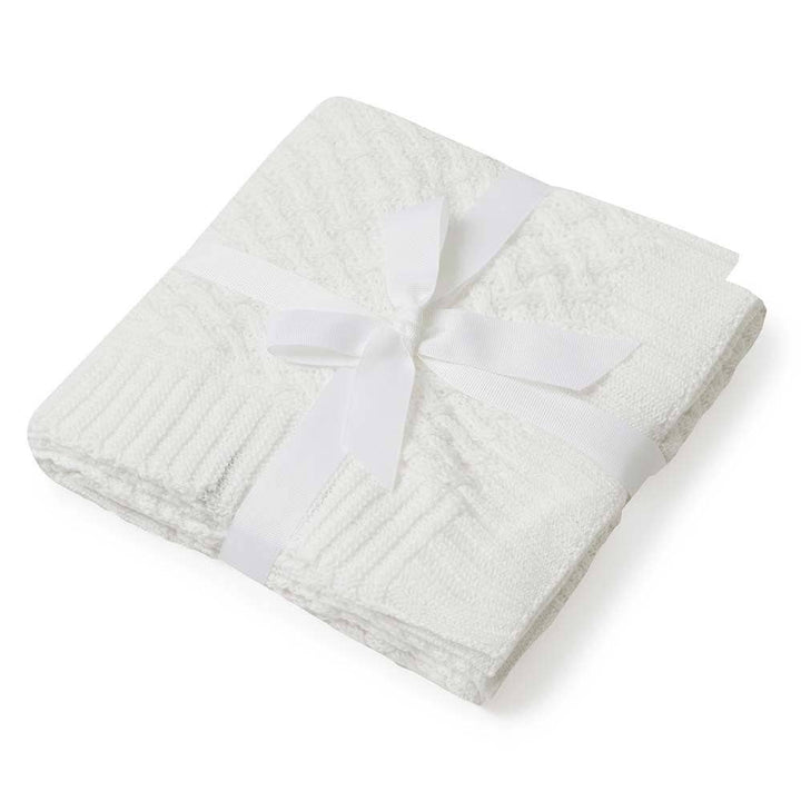 White Diamond Knit Organic Baby Blanket