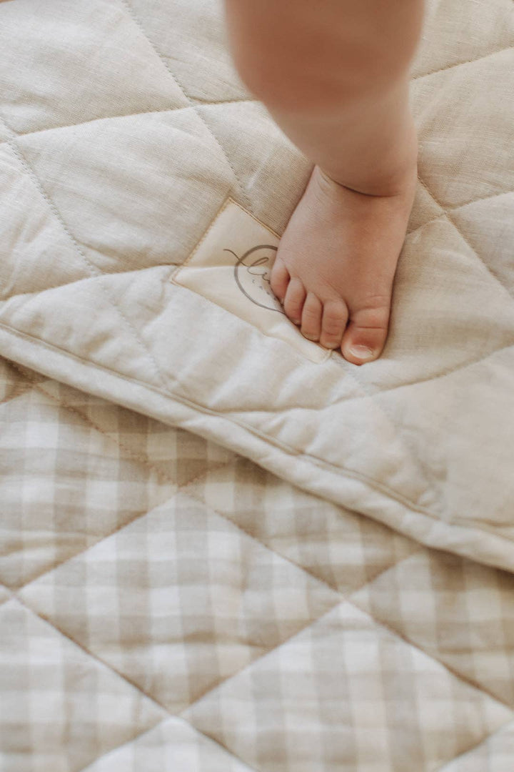 Oatmeal & Gingham - French Linen Baby Play Mat