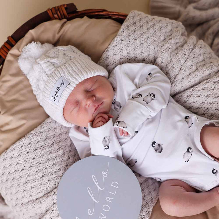 White Organic Baby Knit Beanie