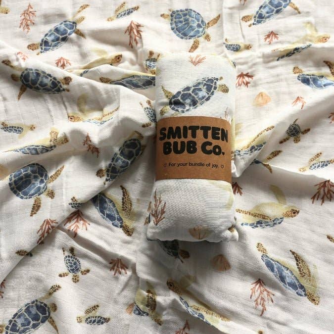 TURTLES | Bamboo Cotton Muslin Swaddle