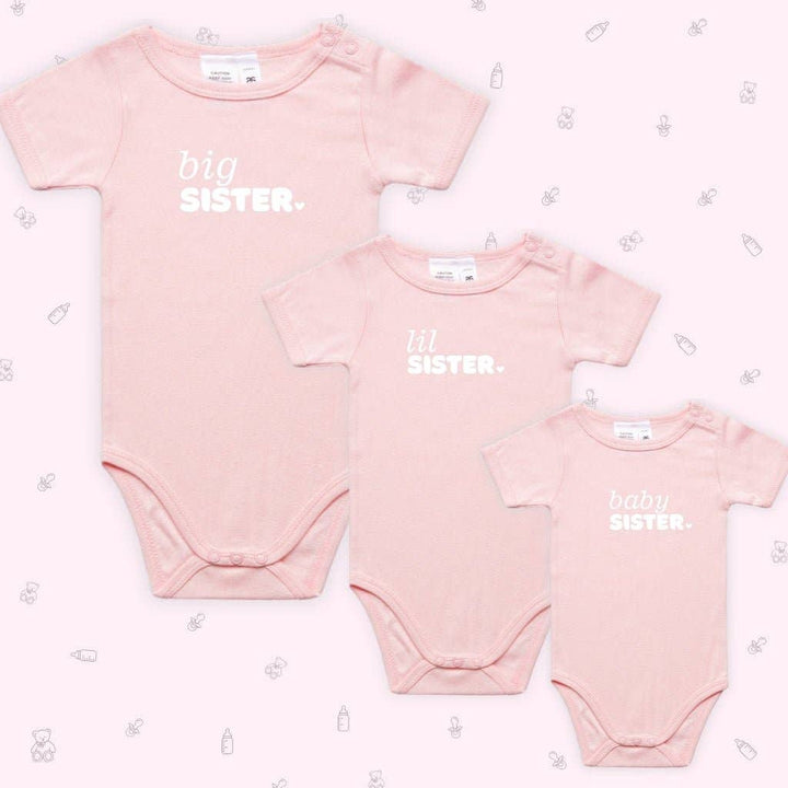 Infant Short Sleeve Romper - Baby Sister - Pink