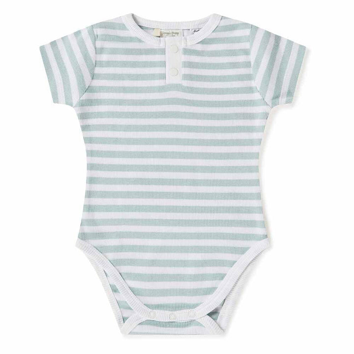 Sage Stripe Short Sleeve Organic Bodysuit