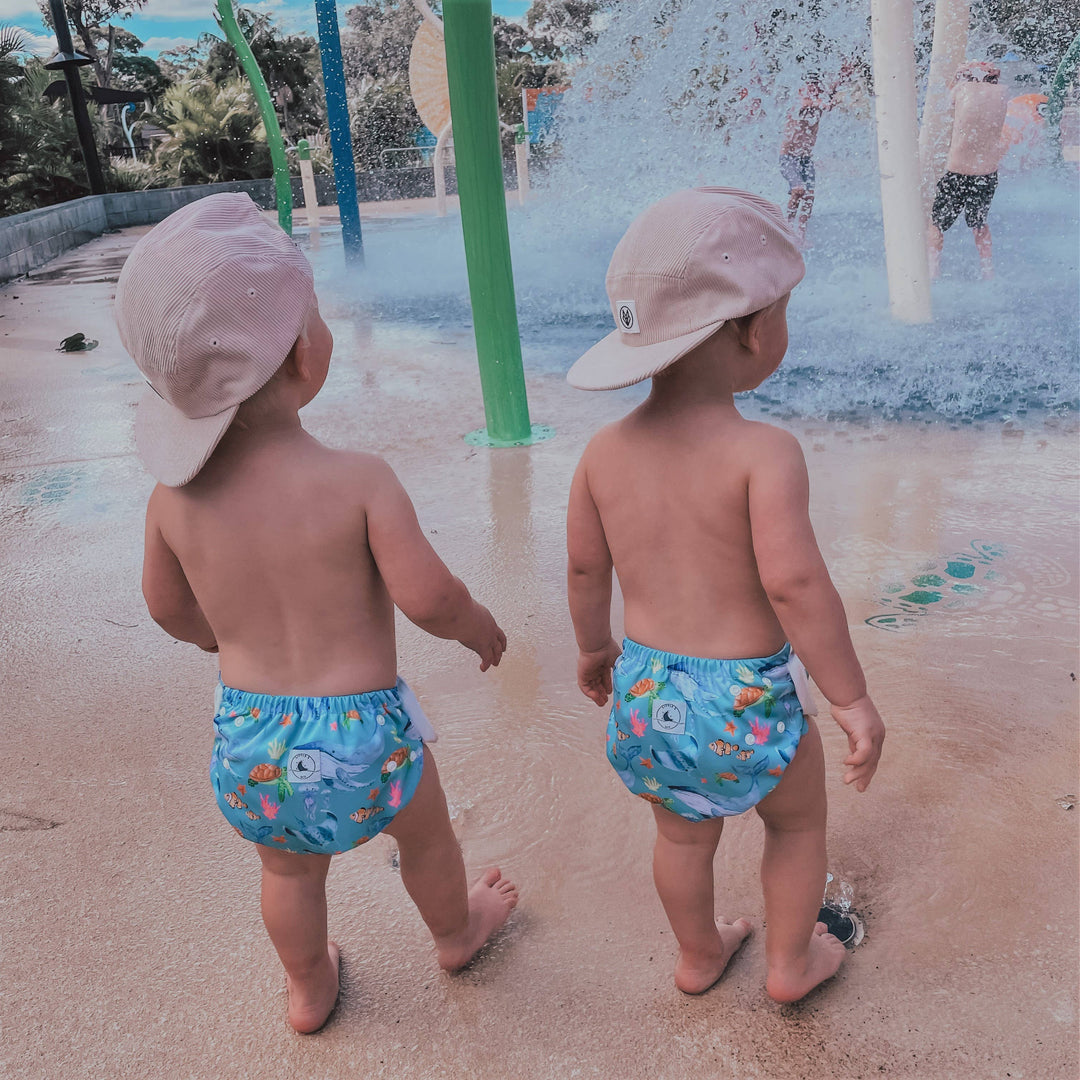 REUSABLE SWIM NAPPY & MINI WET BAG COMBO - OCEAN