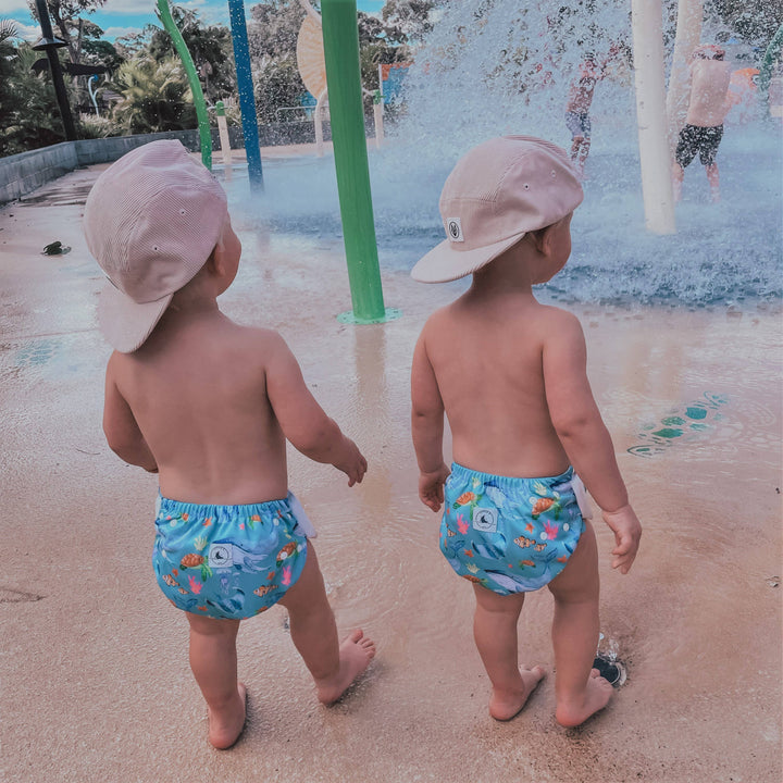 REUSABLE SWIM NAPPY & MINI WET BAG COMBO - OCEAN