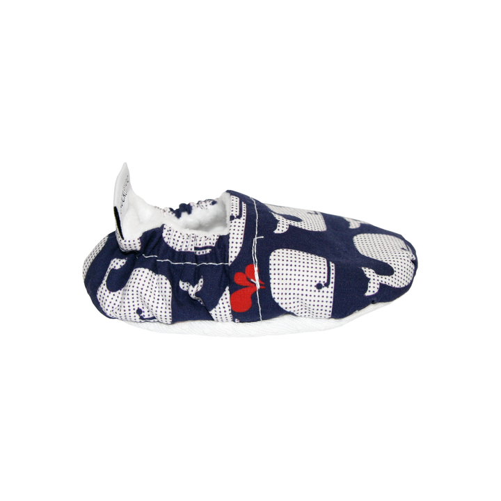 Navy & White Whales Baby Booties