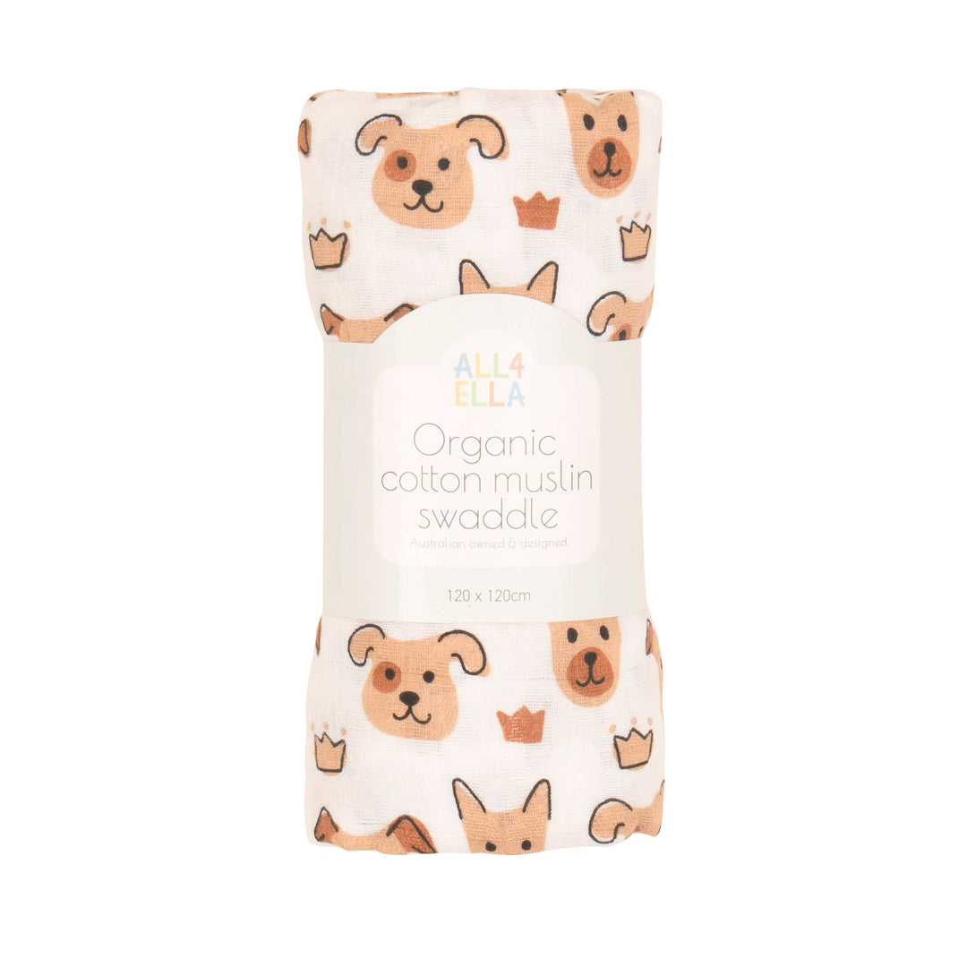 Organic Muslin swaddle - Puppies