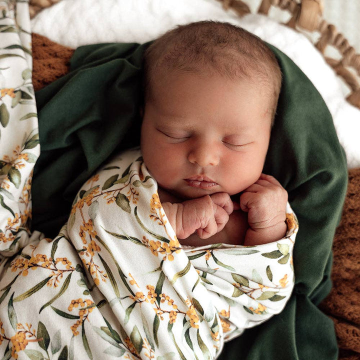 Golden Wattle Organic Jersey Wrap & Topknot Set