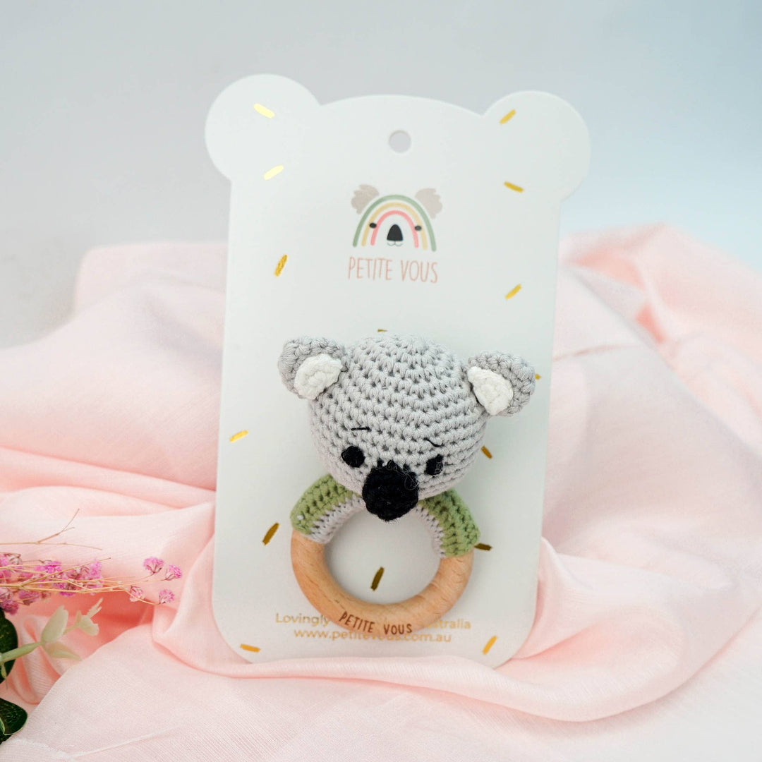 Petite Vous 100% Cotton Crochet Ring Rattle - Ozzie Koala