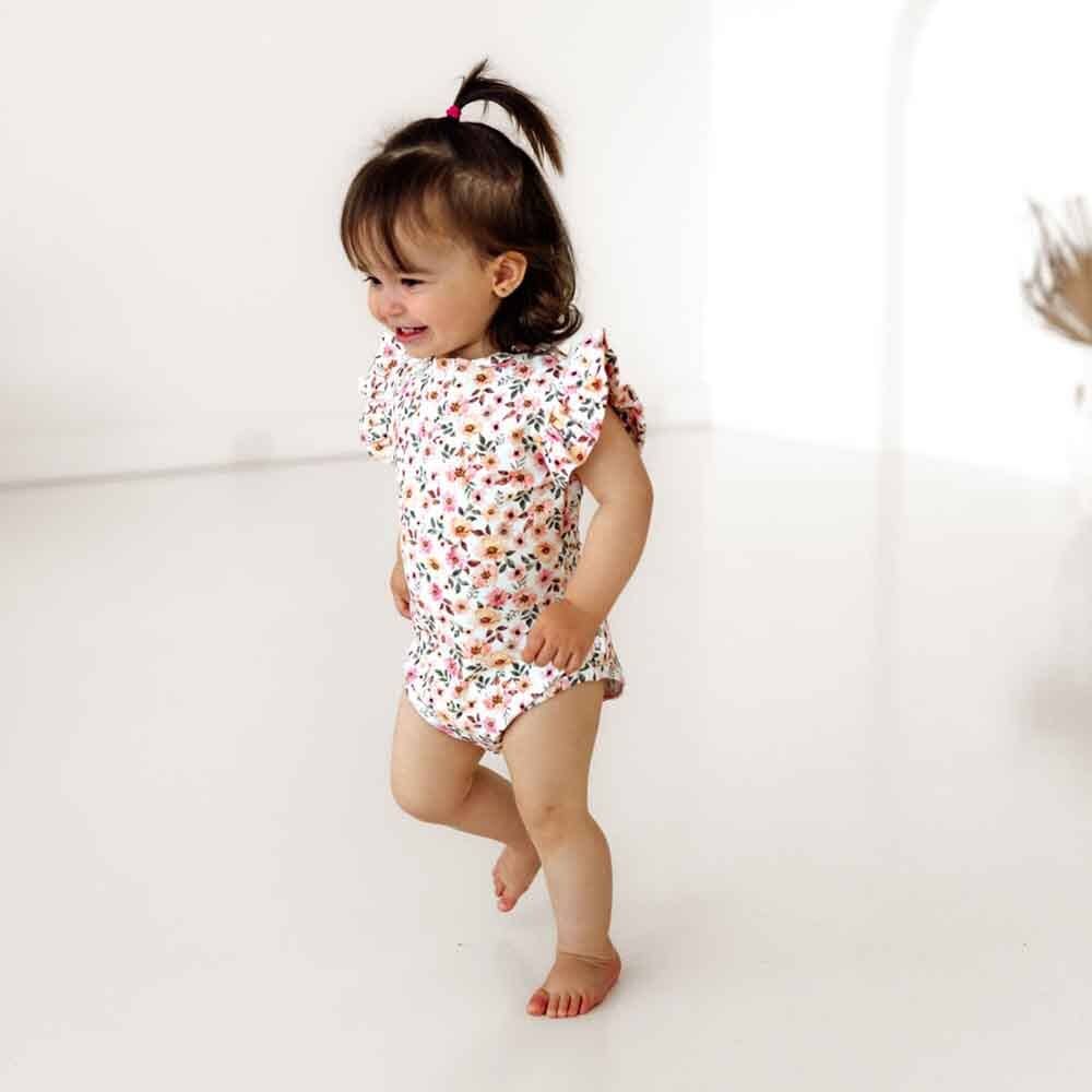 Spring Floral Short Sleeve Organic Bodysuit