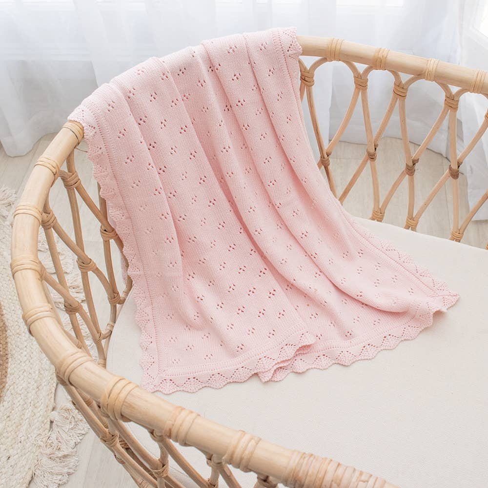 Bamboo/Cotton Heirloom Baby Blanket - Blush